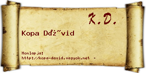 Kopa Dávid névjegykártya
